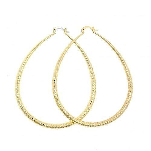 Extra Large Real Gold Plated 14k Gold Layered 80mm x 4mm Oval Hoop Earrings