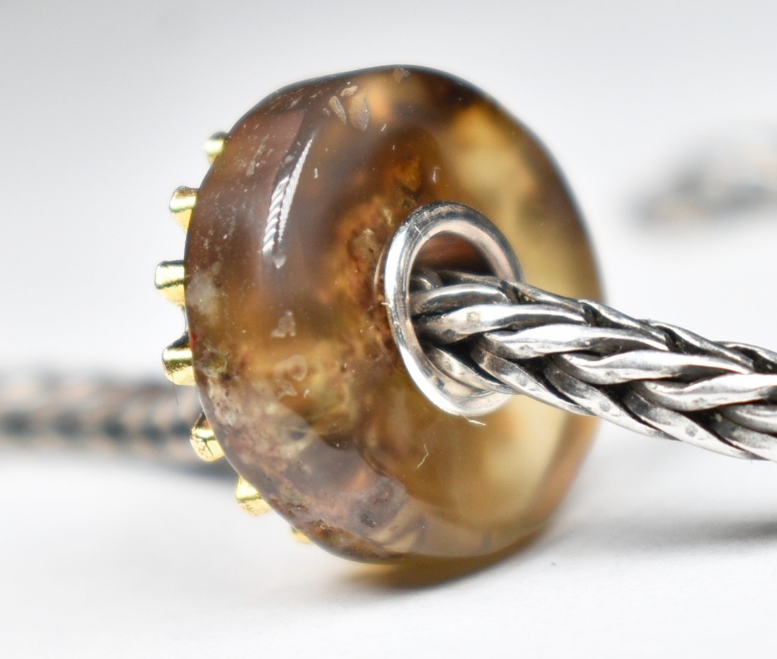 Stick Agate coin charm bead cogwheels, steampunk, Full silver core European bead