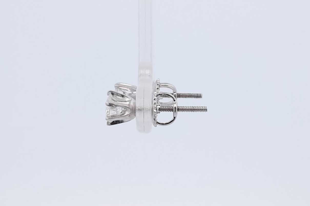 0.7cttw Diamond Stud Screwback Earrings In 14k White Gold 1.3 Grams Eb0526prxdu