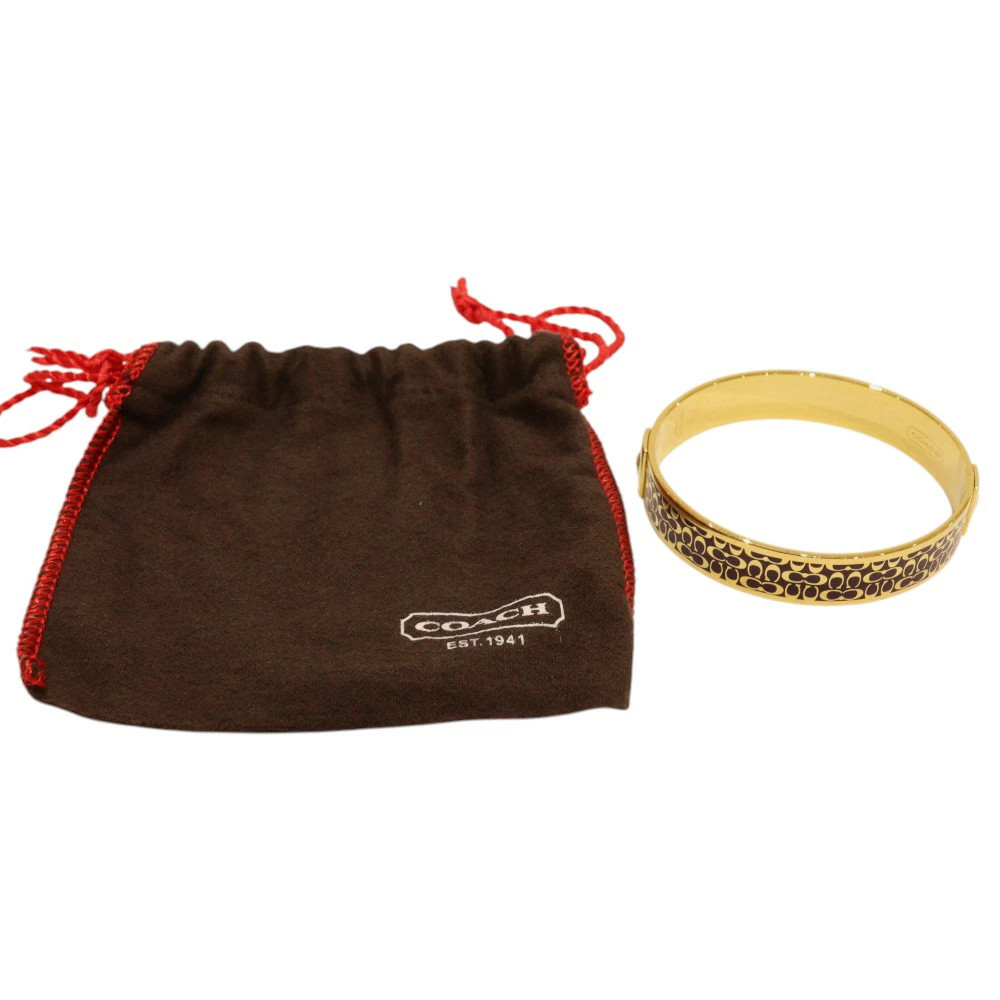 Cloth Bag COACH Signature Bangle Bracelet Gold and Purple Approximately 19.5cm B
