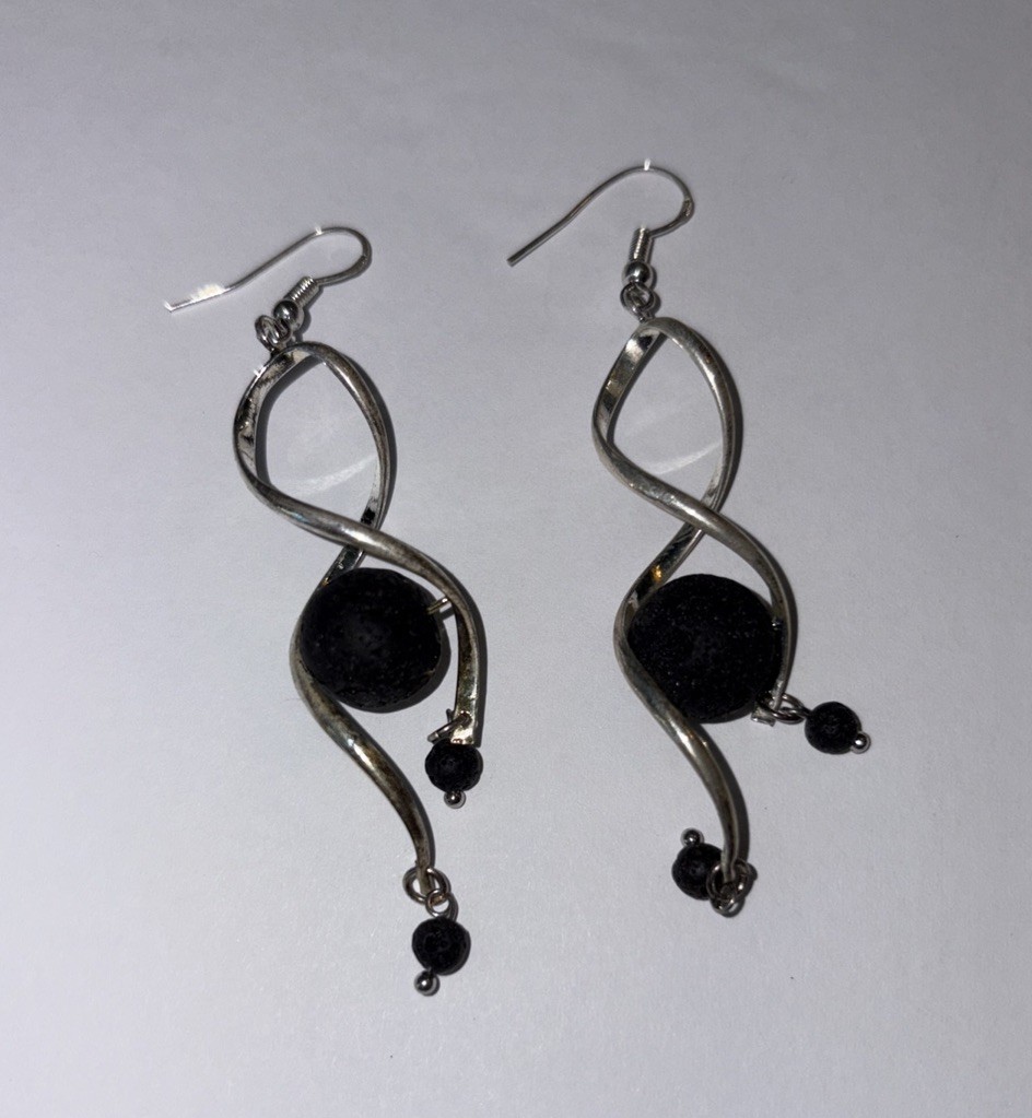 Icelandic Genuine Black Lava Rock .925 Sterling Silver Earrings