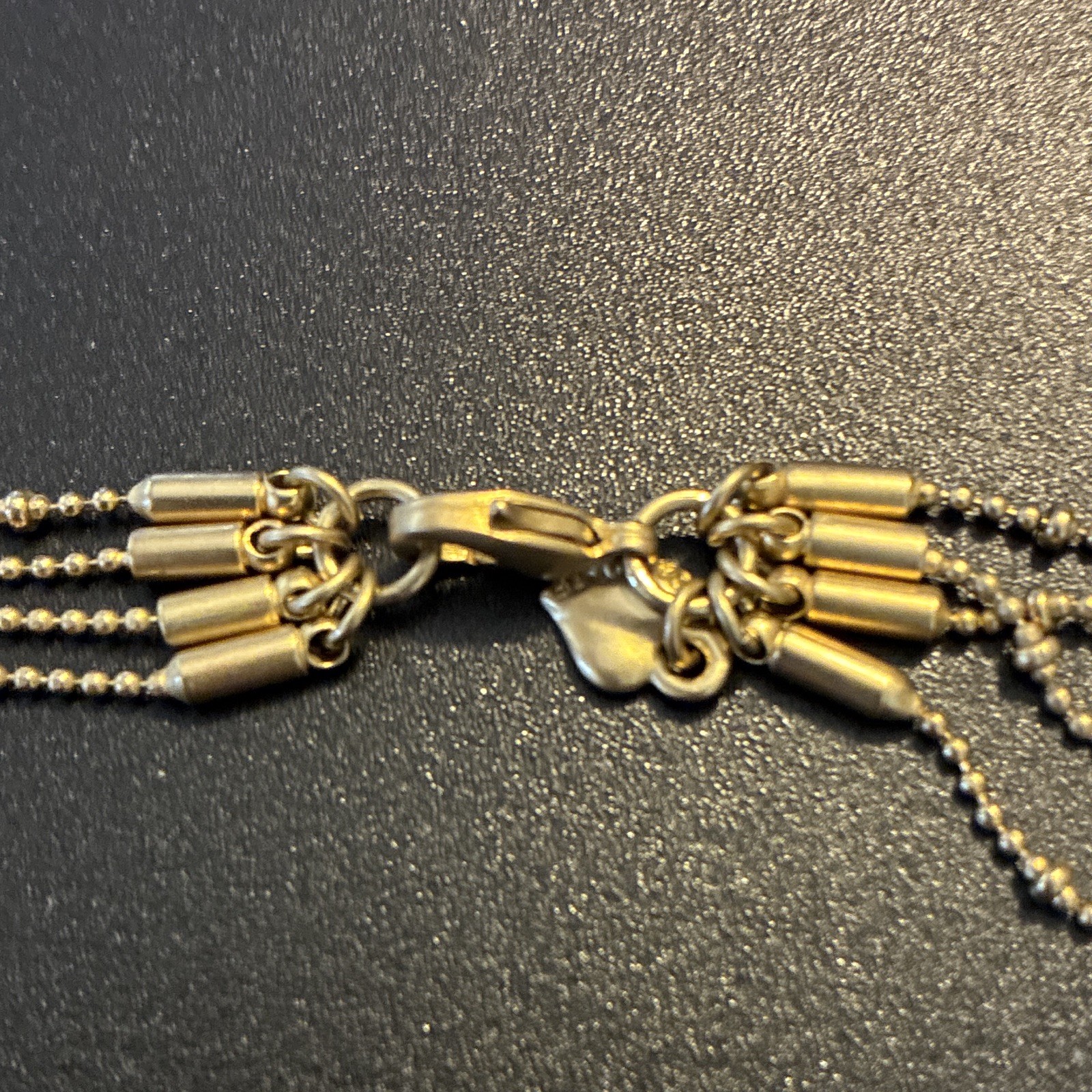 ABS by Allen Schwartz Layered Beaded Necklace Gold Clear Crystal LOVE Charm