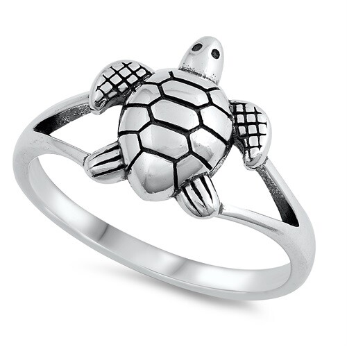 Sterling Silver Turtle Band Ring – Available in Sizes 5 to 10 NEW