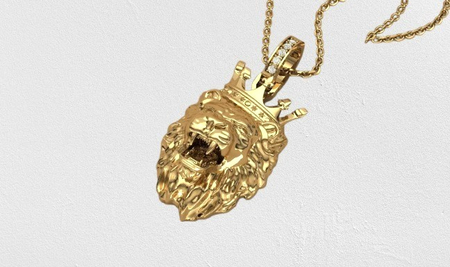 Lion Head Crown 925 Sterling Silver Pendant Cubic Zircon Stone Necklace