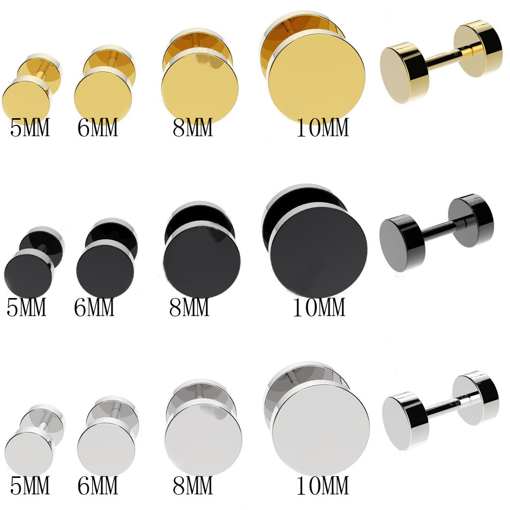 316L Stainless Steel Fake Cheater Screw Mens Ear Plug Earring Stud Stretcher US