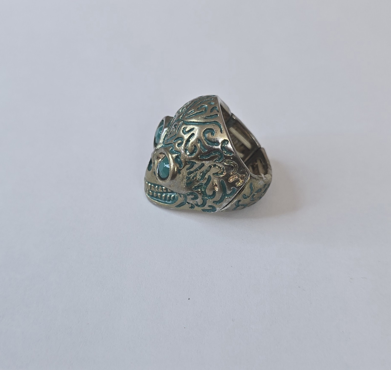 NEW Turquoise Skull Ring Adjustable Stretch Band Style Fashion Ring