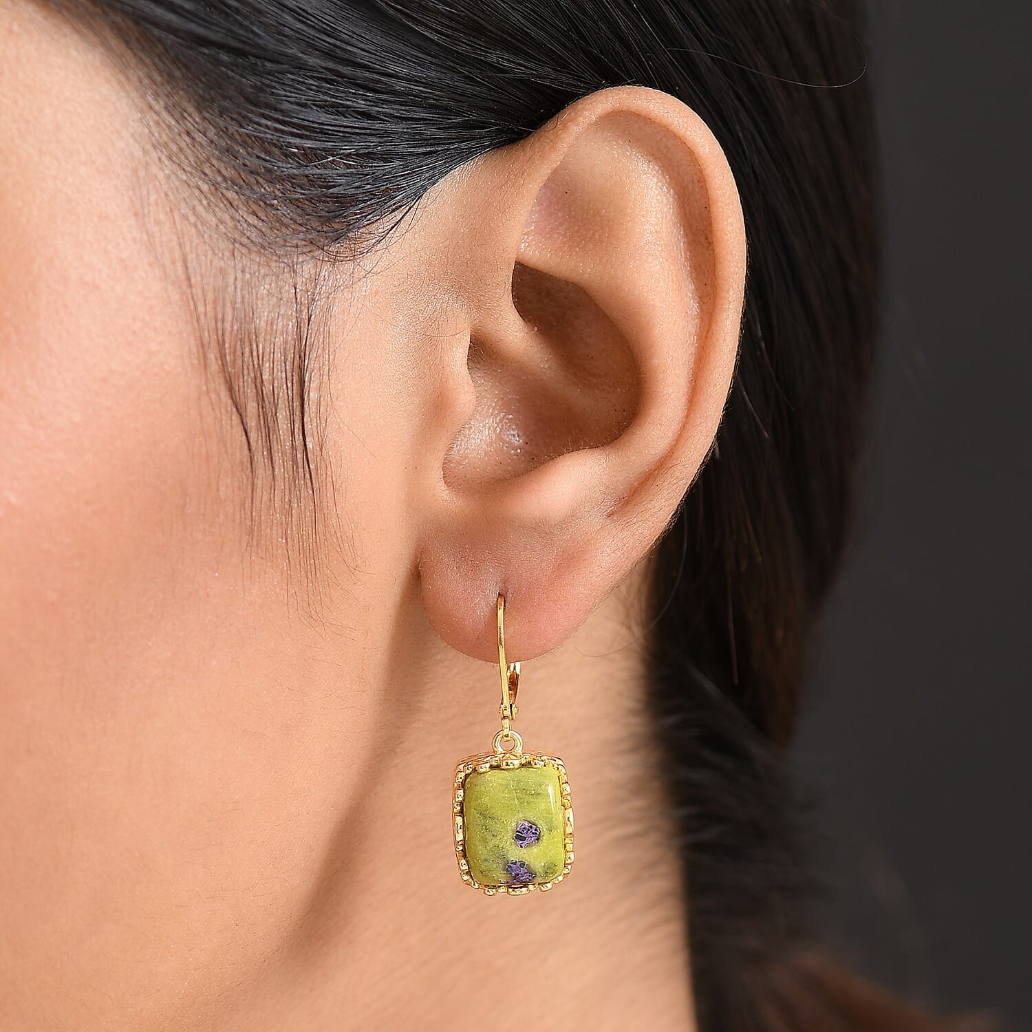 Tasmanian Stichtite 13.35 ctw Earthborn Crown Majesty Earrings 18K Gold Plated
