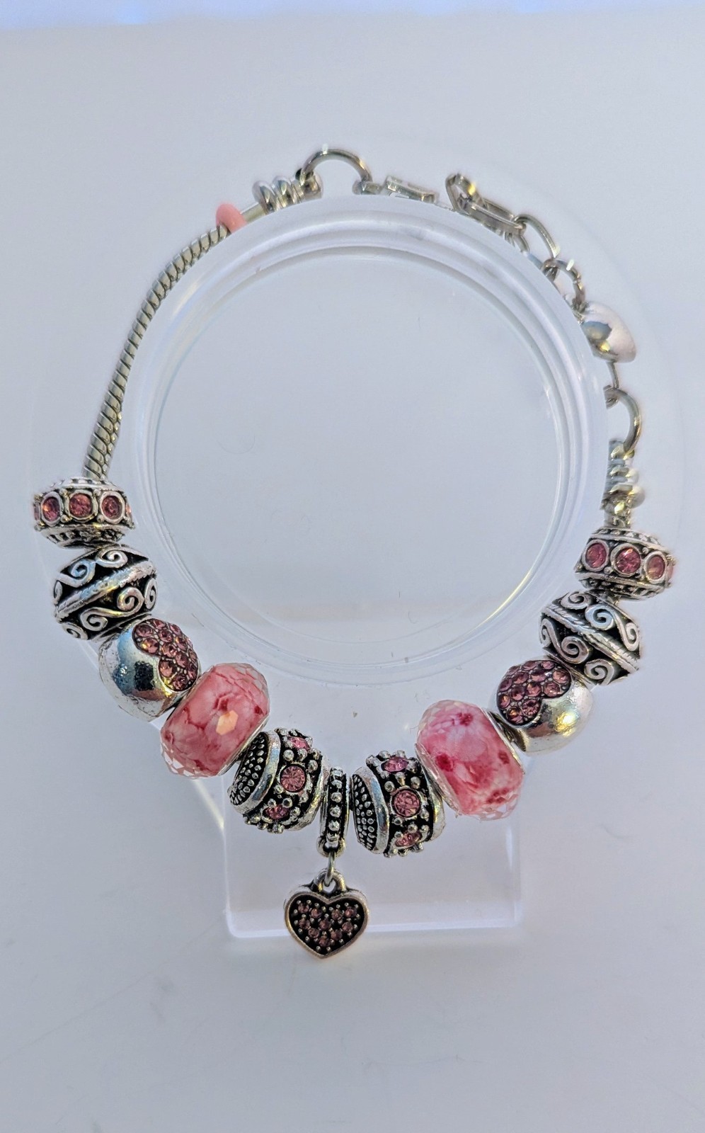 Customizable Silver Bracelets With Large Hole Beads & Charms. OOAK made To Order