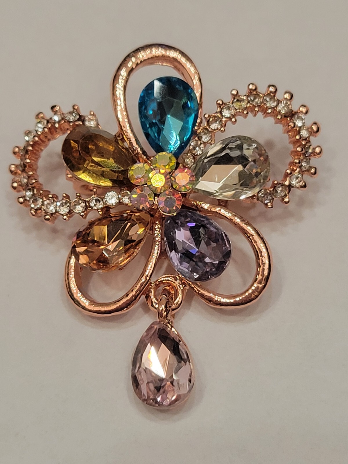 Beautiful Multicolor Rhinestone Flower Floral Brooch Jewelry CA USA E242-1