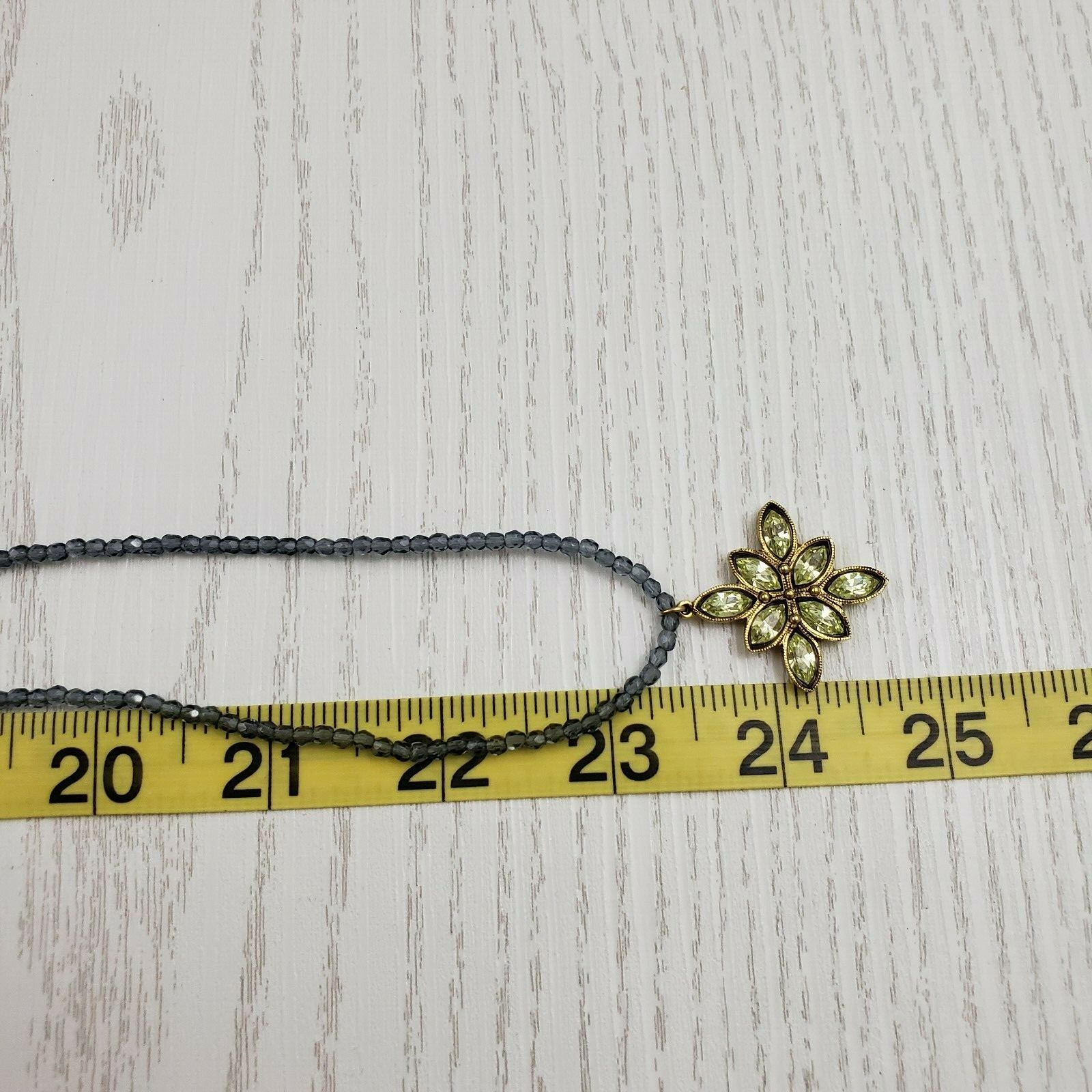 Linda Levinson Triple Wrap Blue Crystal Necklace Marquis Stone Flower Designer