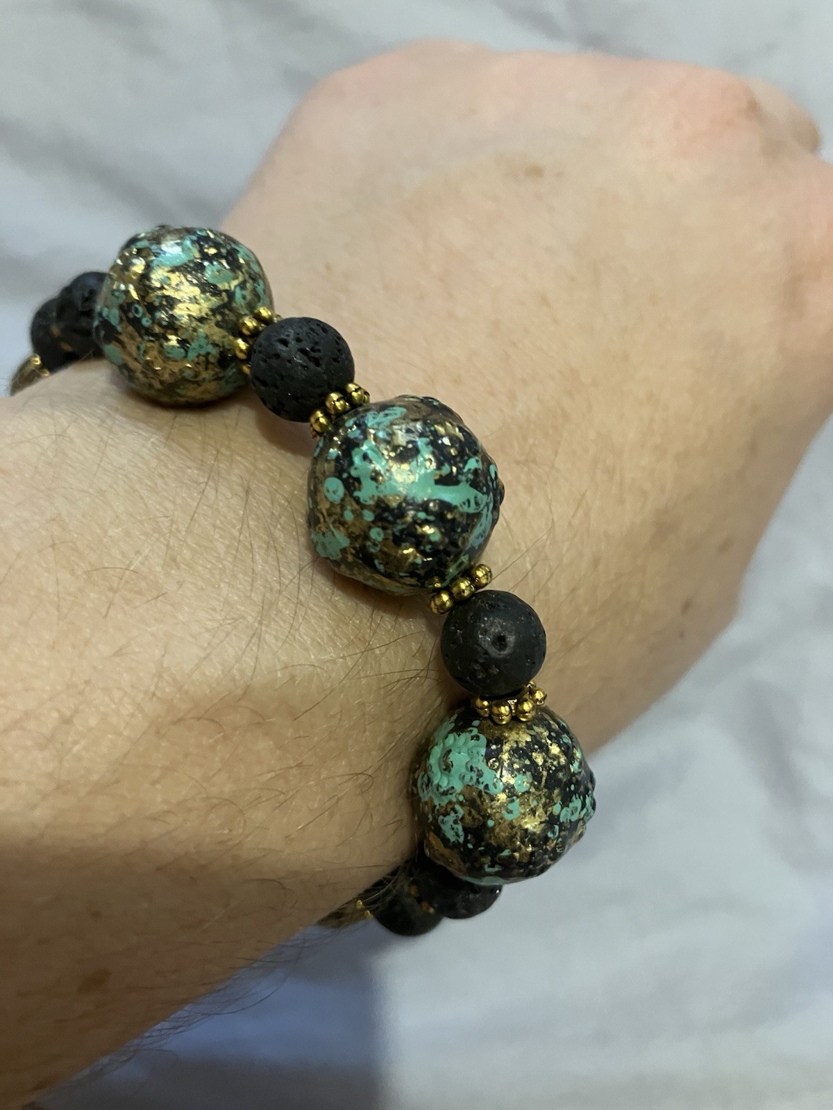 Unique Large Bead Stretch Bracelet Costume Jewellery for Autumn Winter