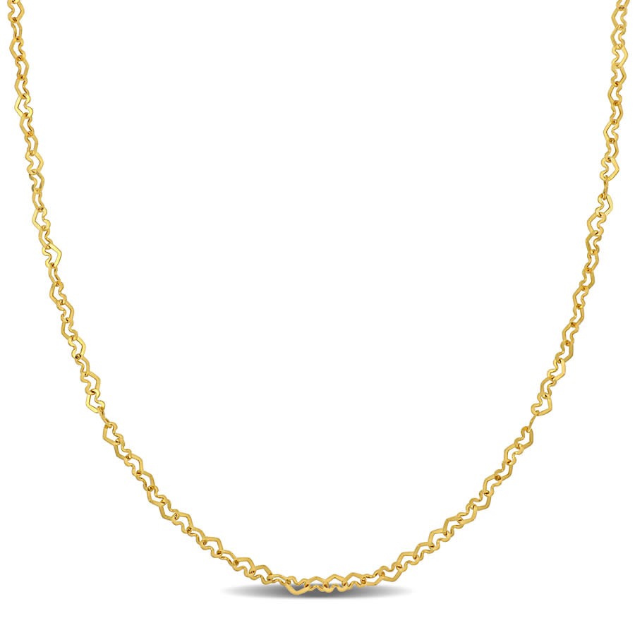 Amour 2mm Heart Link Necklace in 14k Yellow Gold – 14 in
