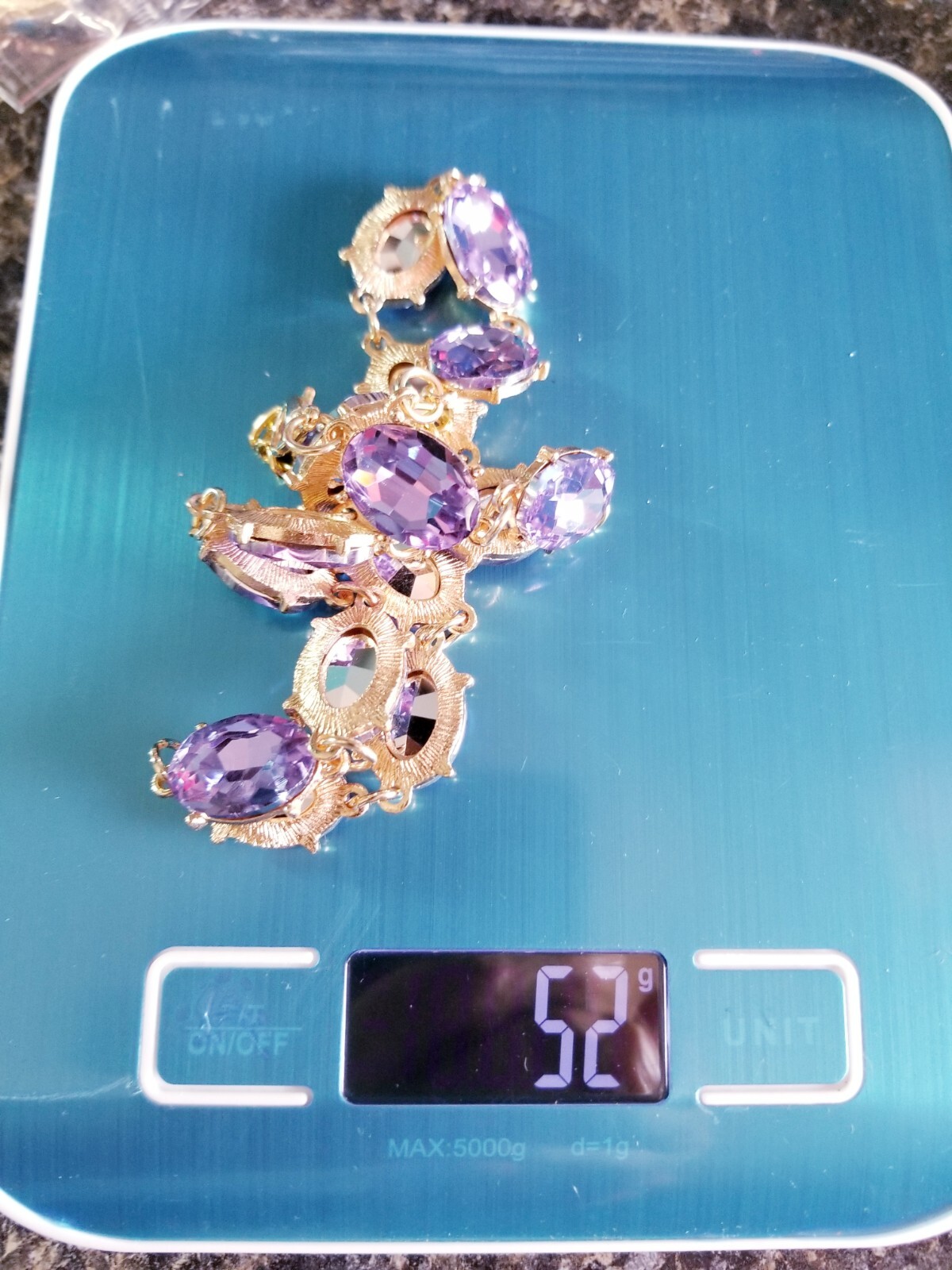Purple Crystal Choker Rhinestone Necklace Bracelet Set Bridal Prom Pageant