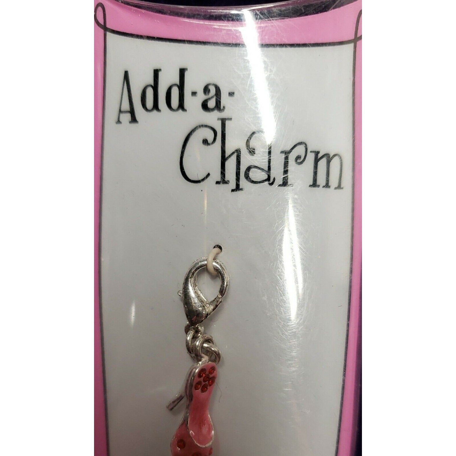 Add-a-Charm Pink High Heel Shoe with Red Rhinestones in Silver Tone, NWT