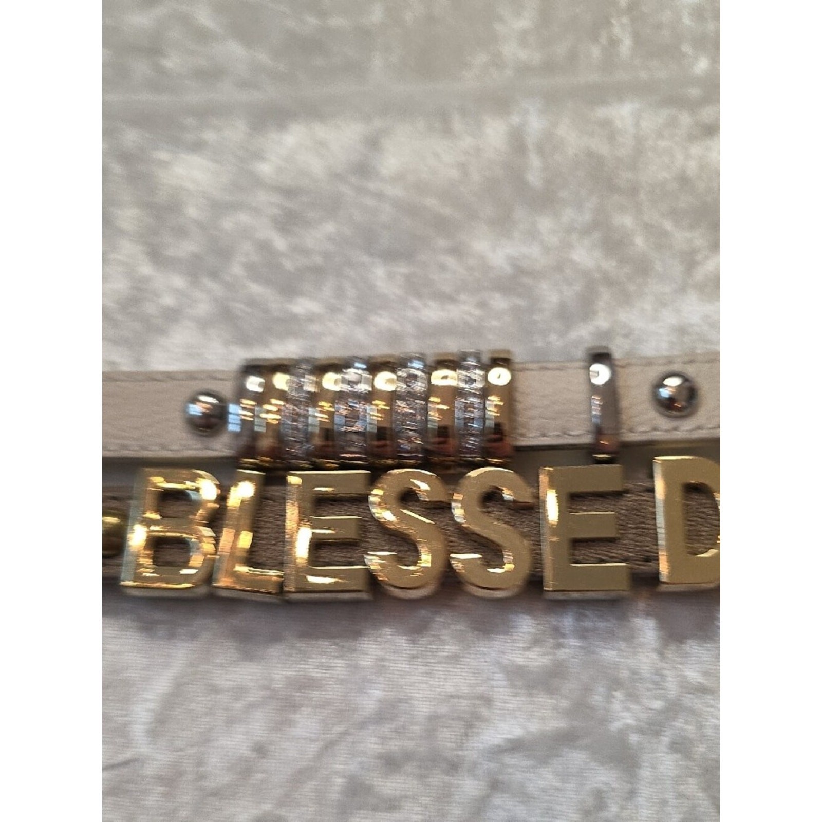 Blessed Gold Tone Letter & Two Tone Faux Leather Bracelets