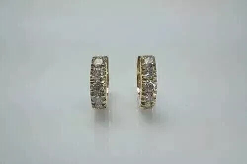 1.00Ct Round Cut Simulated Diamond Huggie Hoop Earrings 14K Yellow Gold Plated