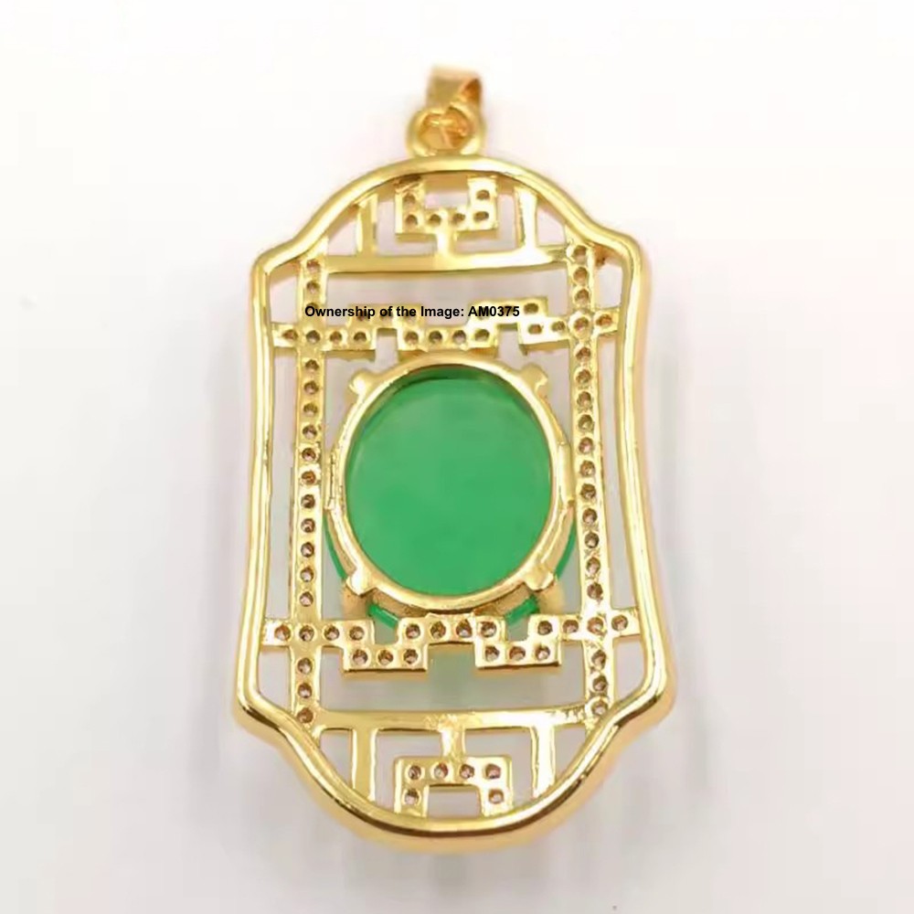 NEW Yellow Alloy Heating Jade Pendant Oriental Cultural Style Pendant 42mm H