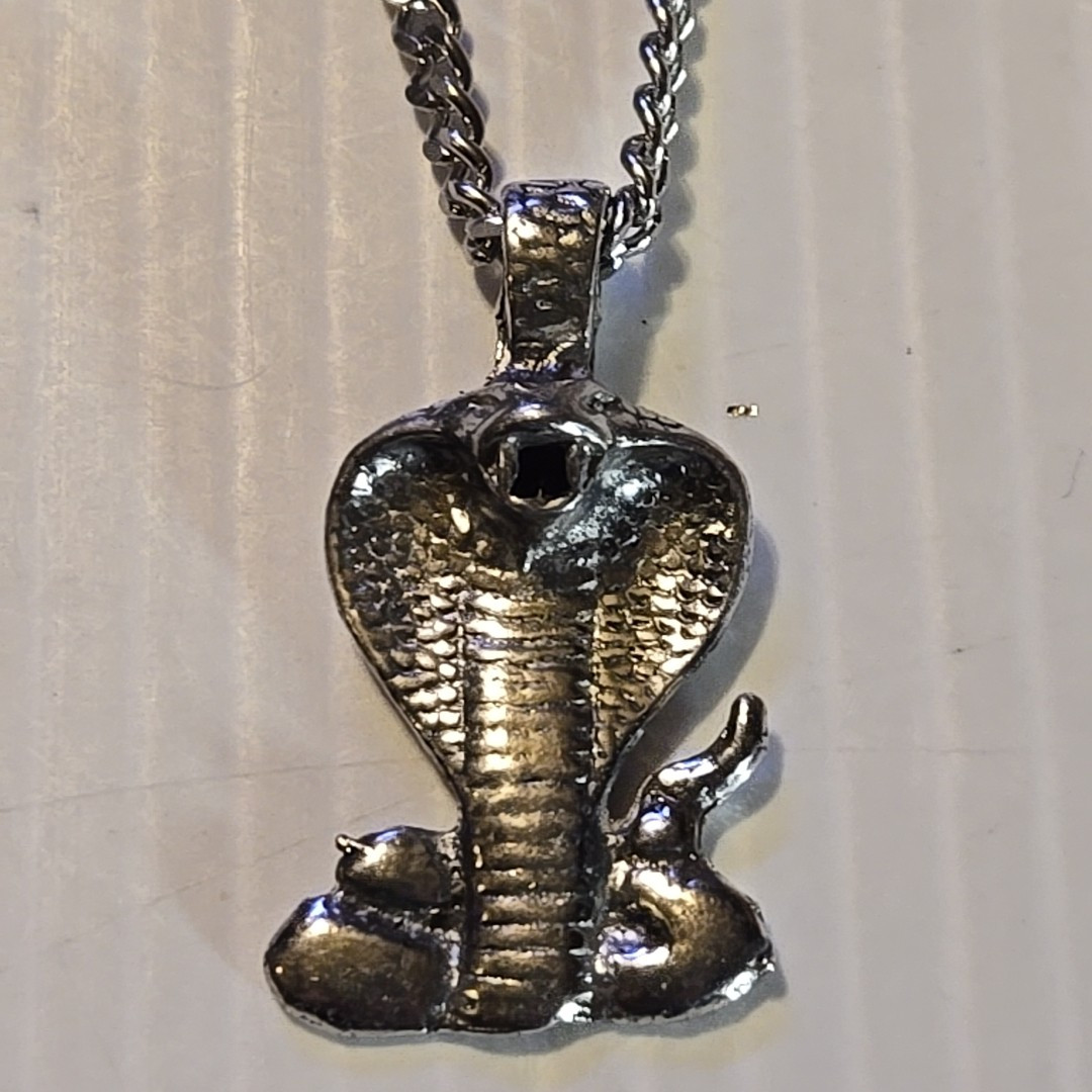 SNAKE CORBA Pewter Pendant Charm /18″-24″ STAINLESS CURB CHAIN NECKLACE