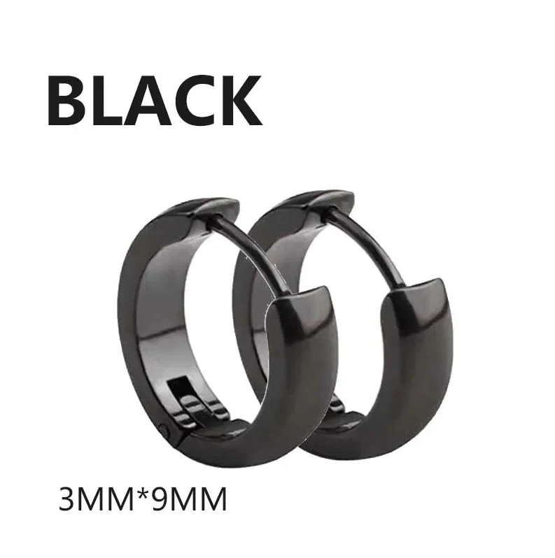 1 pair Punk Stainless Steel Hoop Earrings Unisex Round Circle Hip Hop Jewelry