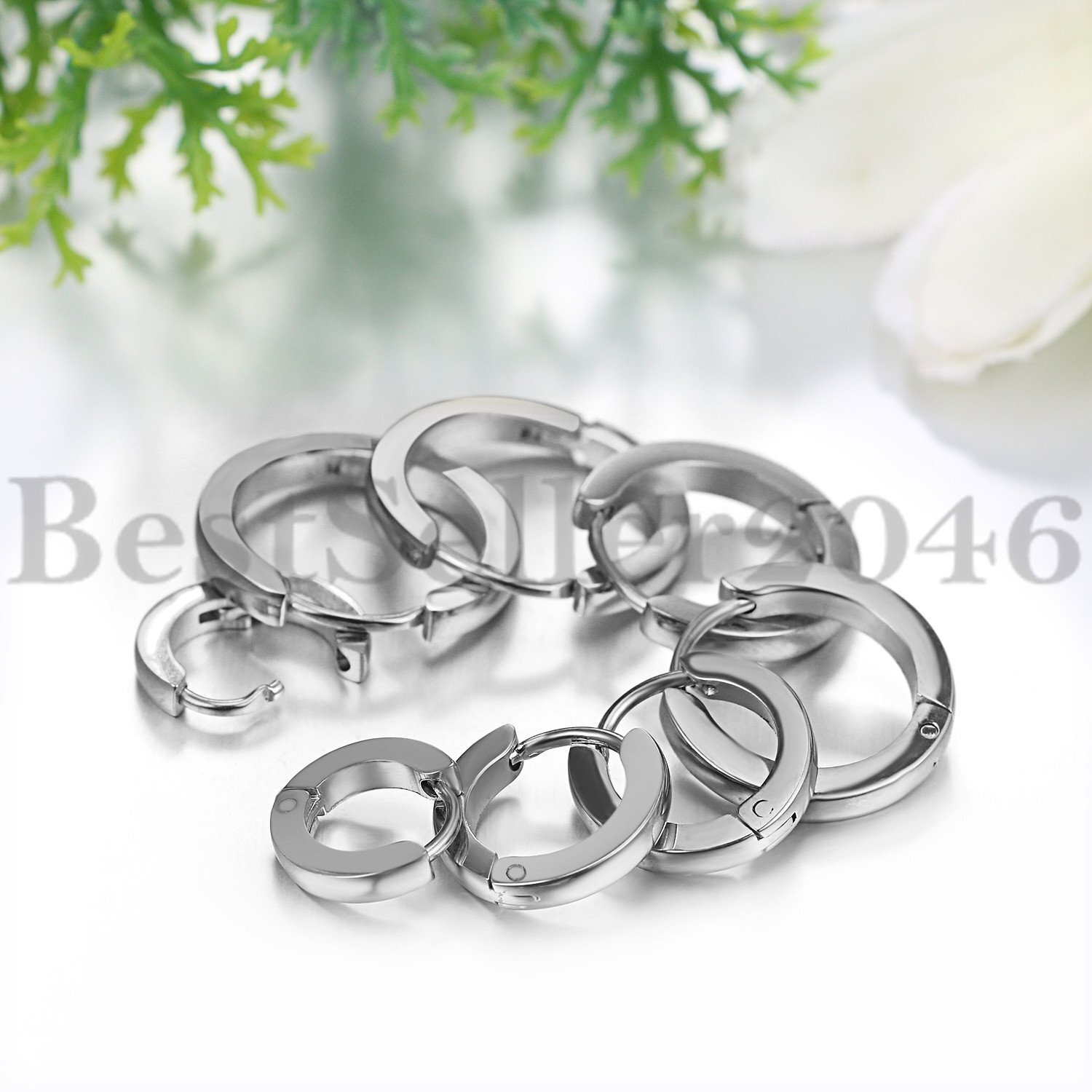 4 Pairs Stainless Steel Small Hinged Huggie Hoop Earrings Stud 7-14mm Men Women