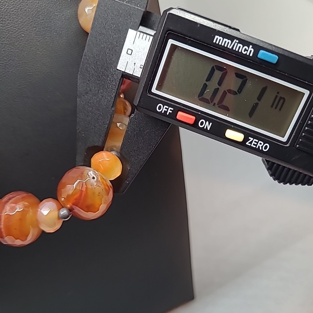 Vintage Carnelian Agate Necklace 925 Orange Sterling Silver Beaded Statement
