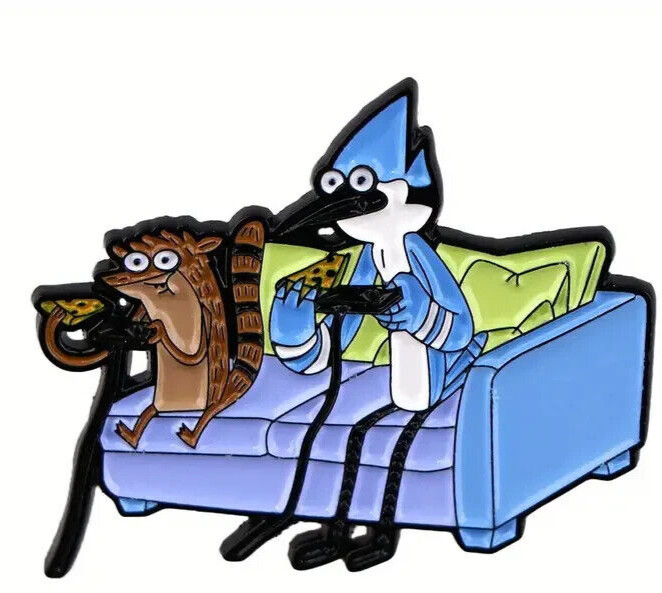 Regular Show Rigby And Mordecai On A Couch Metal/Enamel 1.5″ x 1.3″ Pin