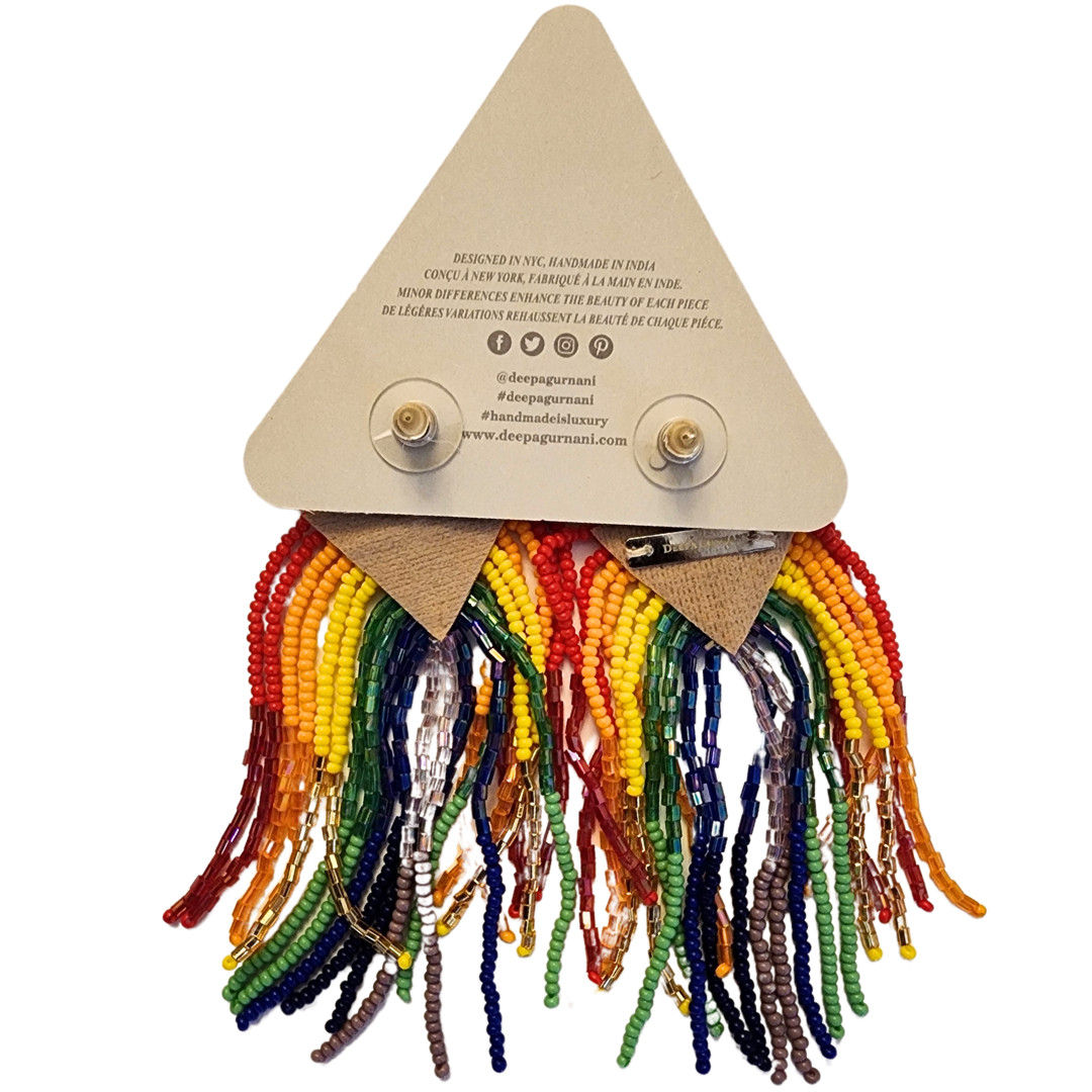 Anthropologie Rainbow Earrings Deepa Gurnani Handmade Beaded Chandelier