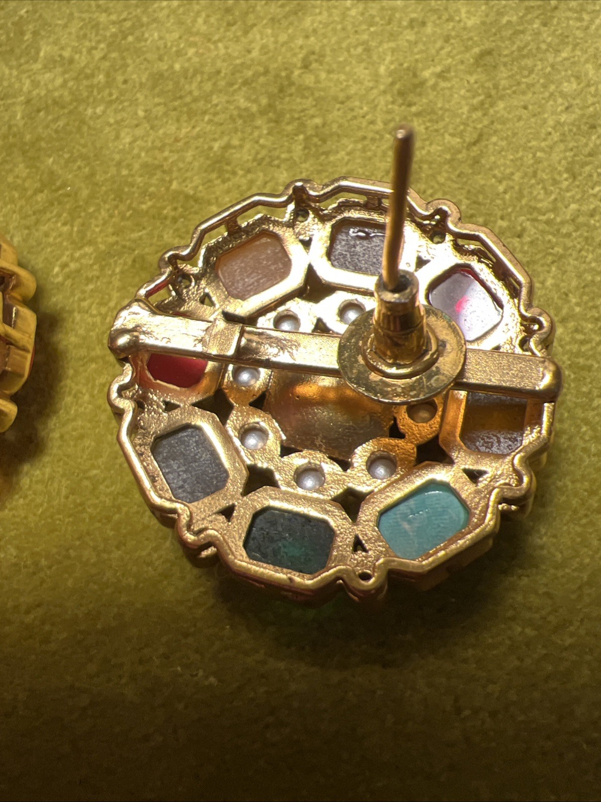 Multicolor Navratan Earrings with 22K Gold Plate Pierced