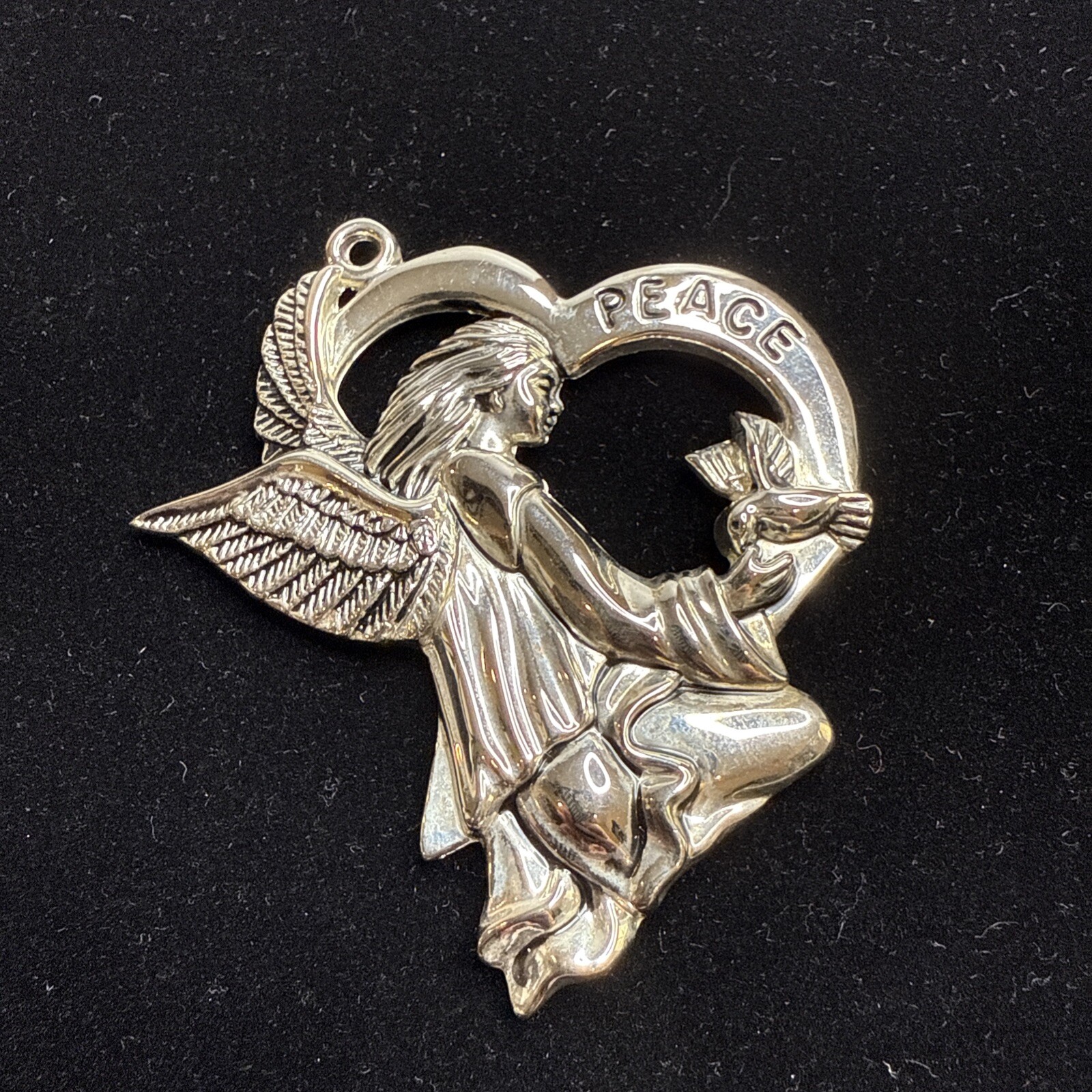 PEACE SILVERPLATE LARGE PENDANT ANGEL & DOVE GORHAM WITHOUT CHAIN Men Women