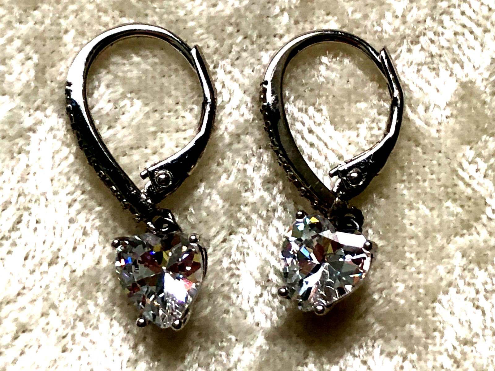 DIAMONIQUE CZ CLASSIC LEVERBACK DROP EARRINGS SS OR 14K GOLD PLTD (M4638-52)