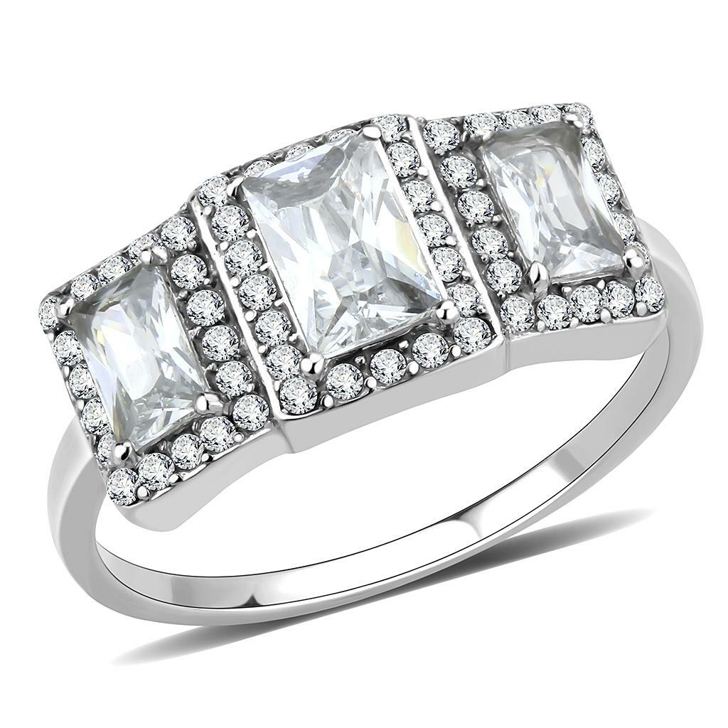 DA322 – No Plating Stainless Steel Ring with AAA Grade CZ in Clear