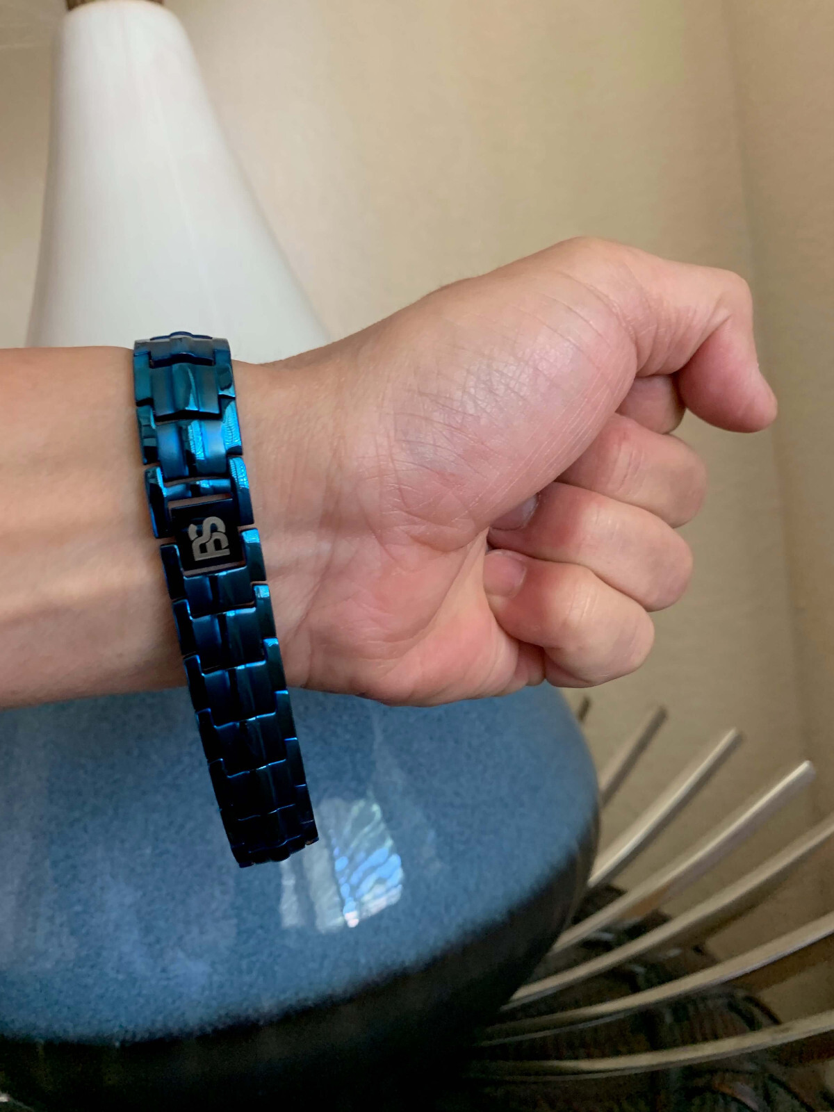 Blue Elegant Magnetic Bracelet Men Women Arthritis Pain Energy Balance Calm Joy