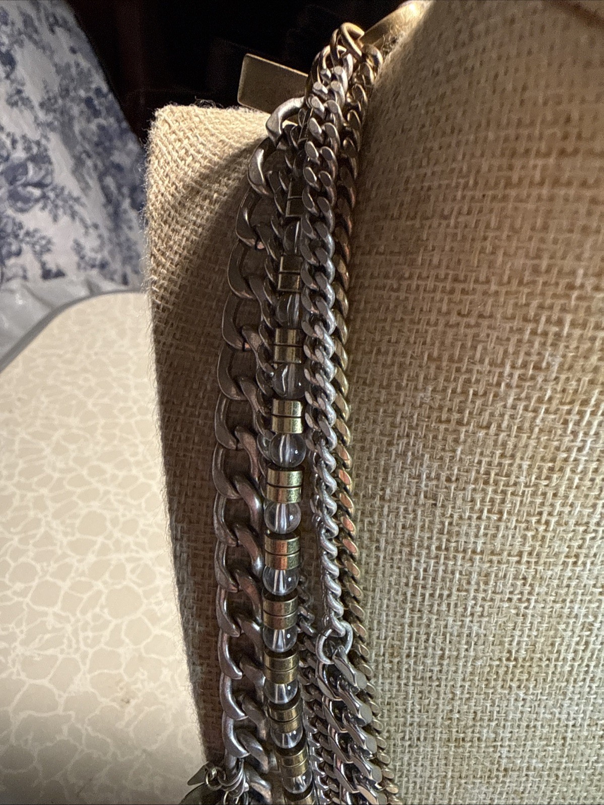 Preowned Signed Jenny Bird Talitha Multi Strand Necklace With Leather Closure