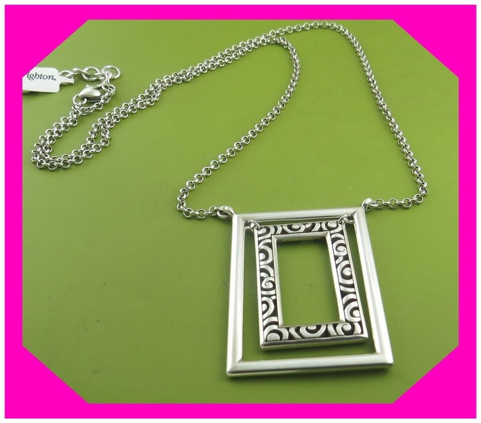 BRIGHTON DECO FRAME Double Scroll CONTEMPO Silver Pendant NECKLACE NWtag $68 60%