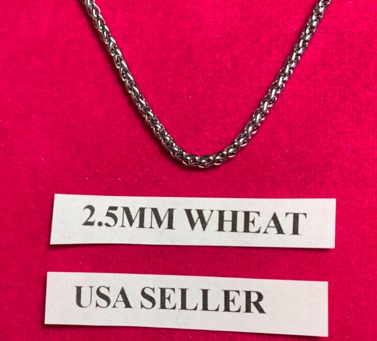 7″-44″ 2.5mm STAINLESS STEEL SILVER BRAIDED WHEAT ROPE NECKLACE CHAIN USA SELLER