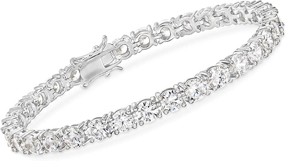 Women’s Solid 925 Sterling Silver 4mm Round Cut Clear CZ Tennis Chain Bracelet