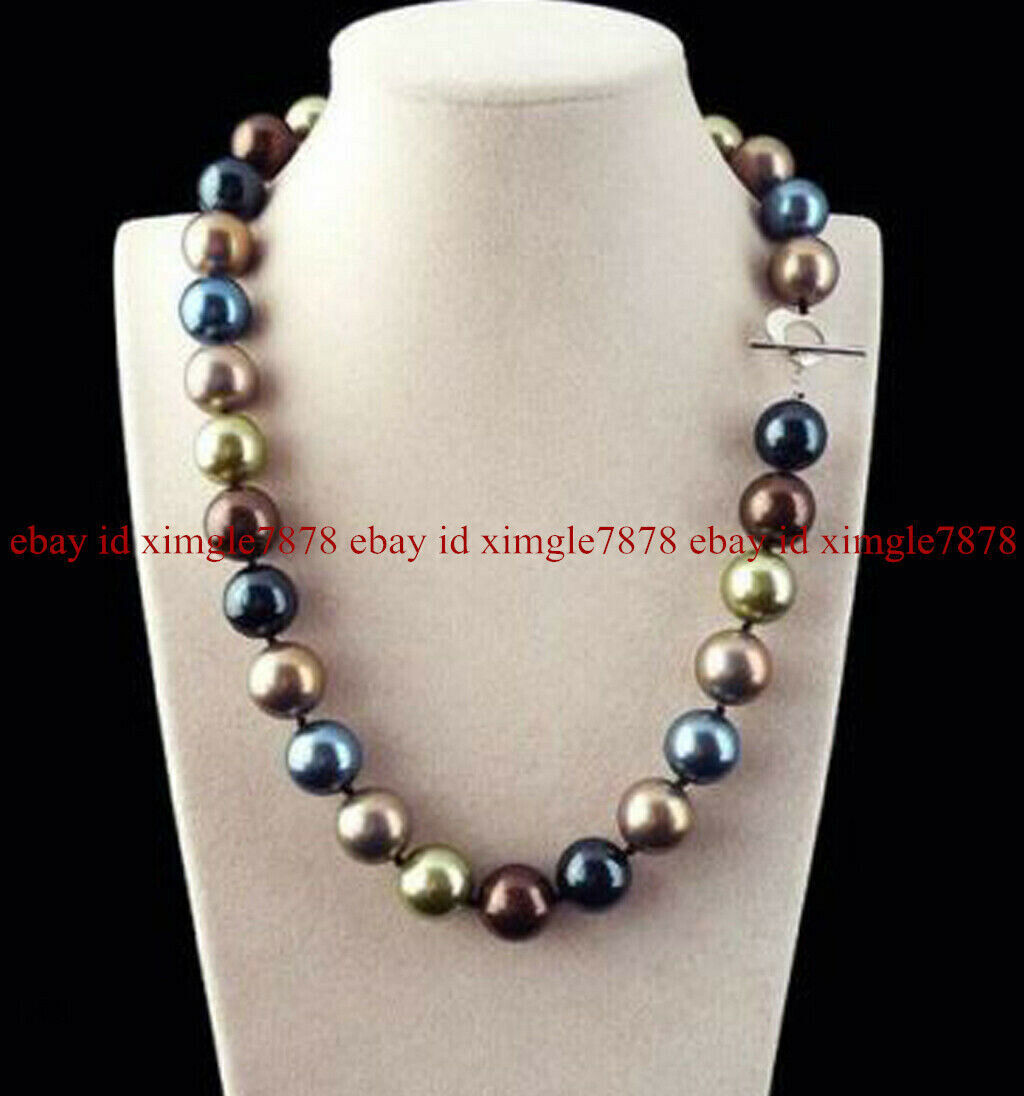 Genuine 12mm Natural Multicolor South Sea Shell Pearl Necklace 16-28”