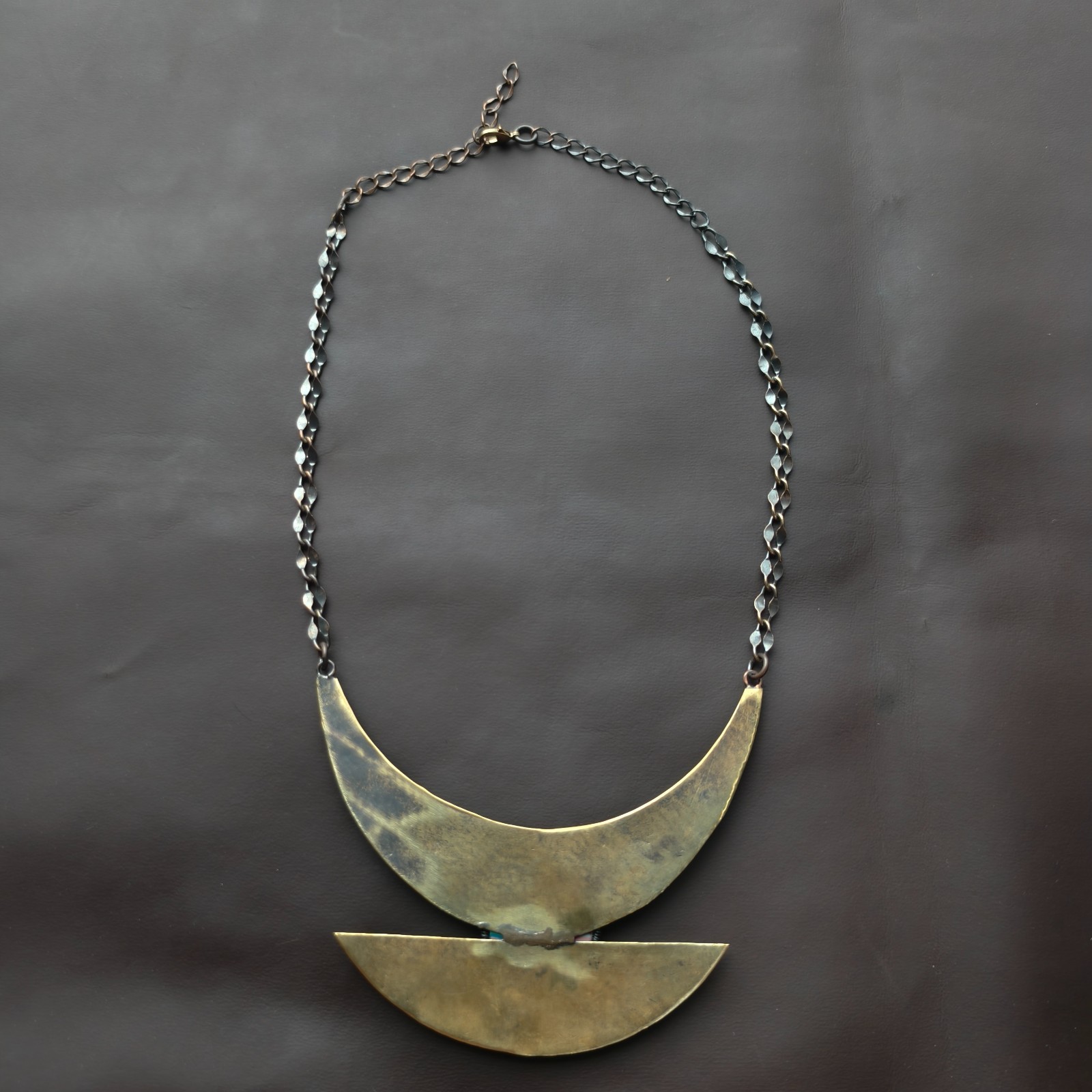 Handmade Copper Wire Wrapped Statement Necklace, Colorful Patterned Necklace