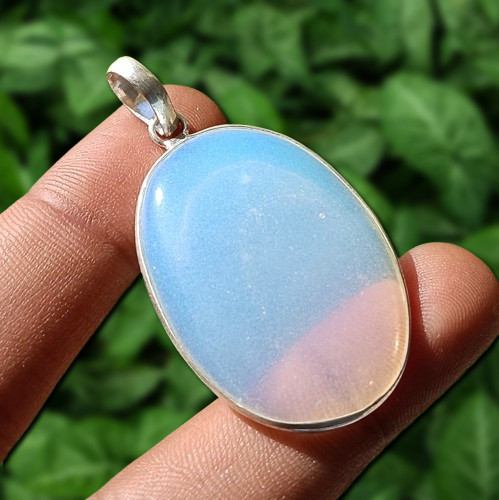 Milky Glowing Opalite Gemstone 1PCS Pendant 925 Silver Plated Wonderful Jewelry