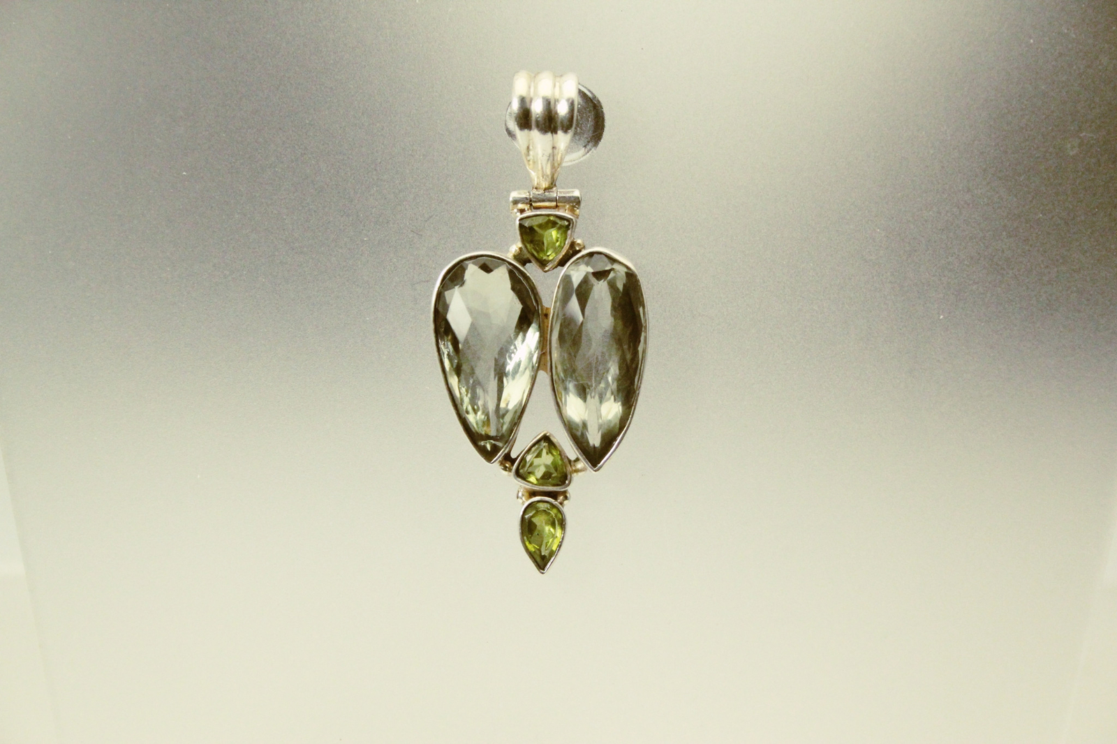 Green Stones in 925 Sterling Silver Large Artisan Pendant 14.1 grams (PEN9883)
