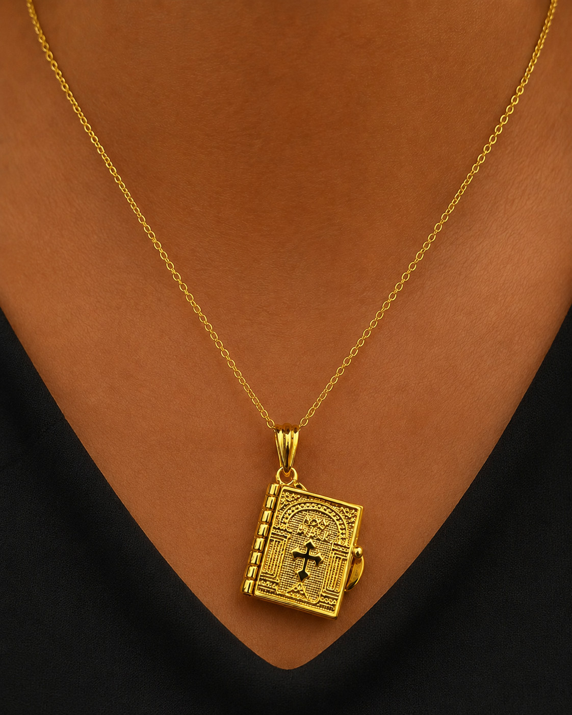 Holy Bible Book Pendant Necklace Christian Prayer Scripture Religious Jewelry