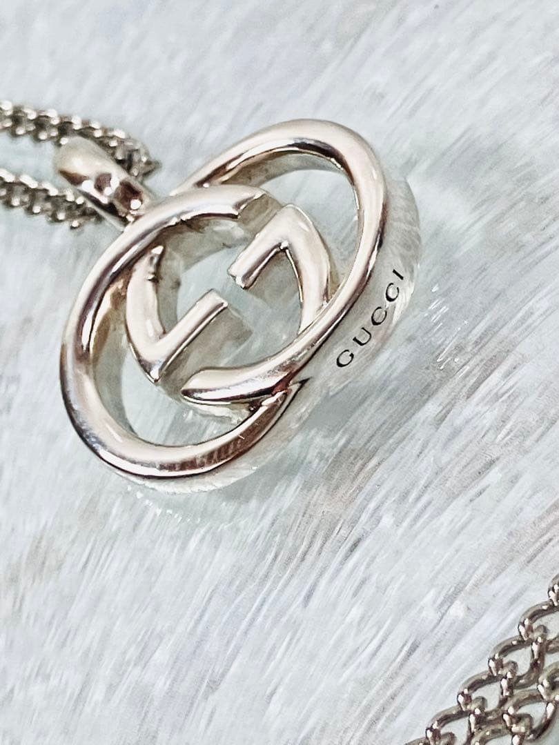 Gucci Interlocking Pendant GG Logo Sterling Necklace Silver 925 Japan