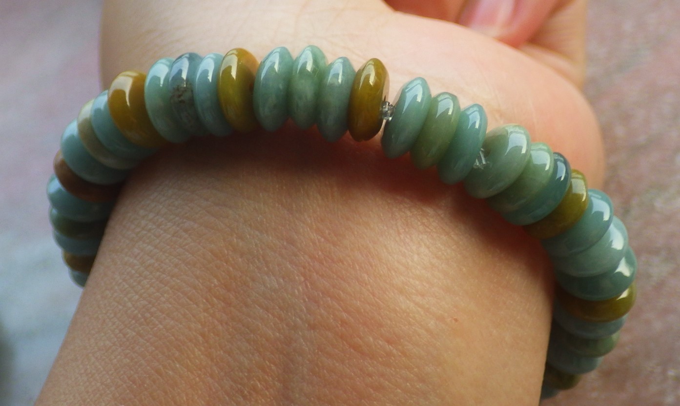 1 piece Yellow A JADE Jadeite Beads Bangle Circle Bracelet 6.5 inches 732670