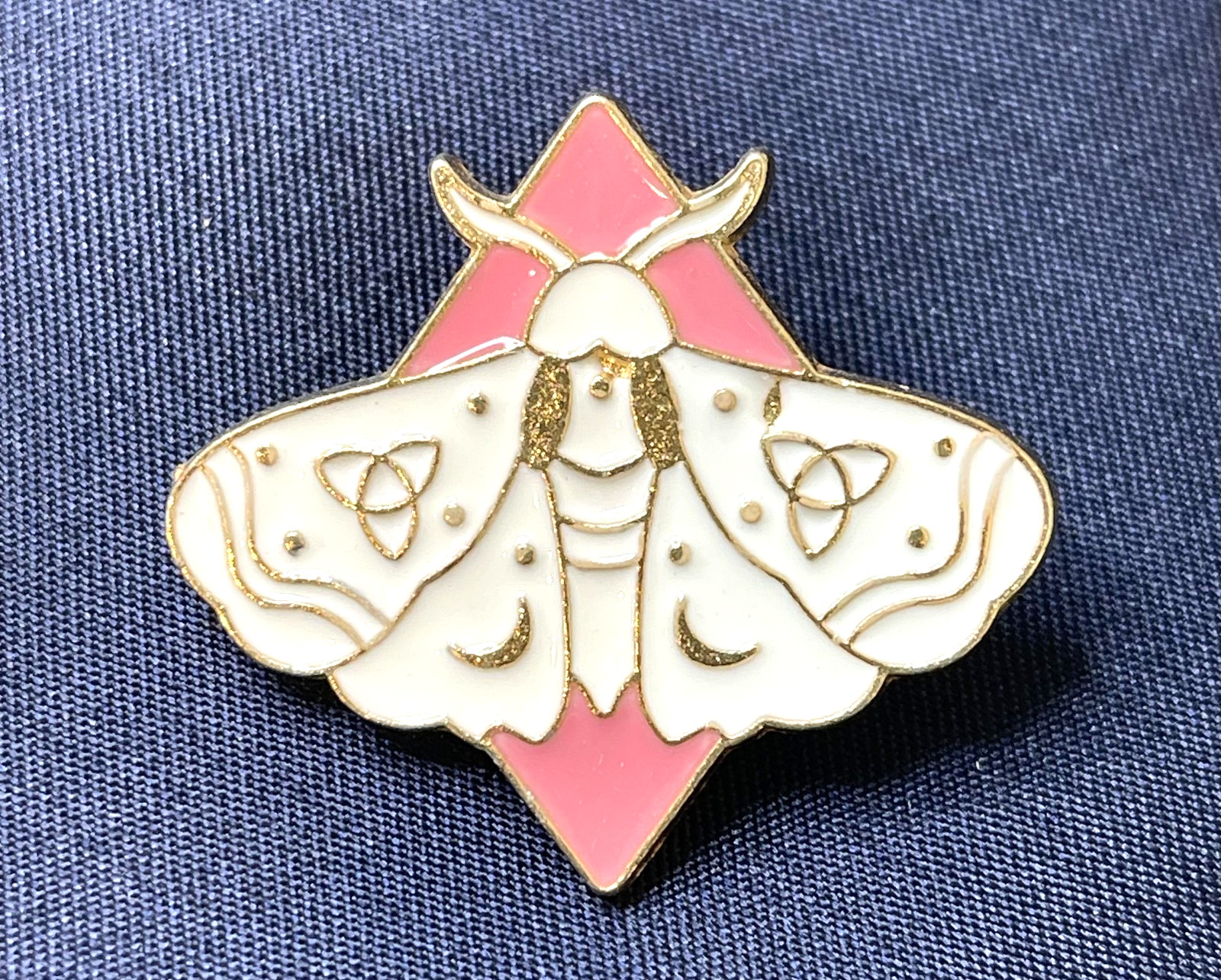 NWOT Pink Moth Brooch Lapel Pin Enamel Gold Toned Animals & Insects Cute