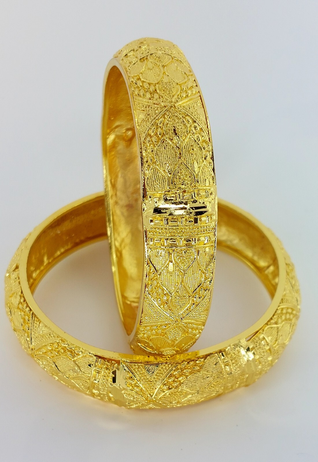 GOLD PLATED STUNNING THICK CHURRI KARRA BANGEL BRACELET SET NEW MODREN DESIGN