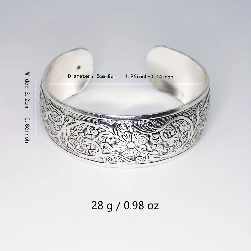925 Sterling Silver Vintage Style Tibetan Tibet Bracelet Bangle One Size Fit All