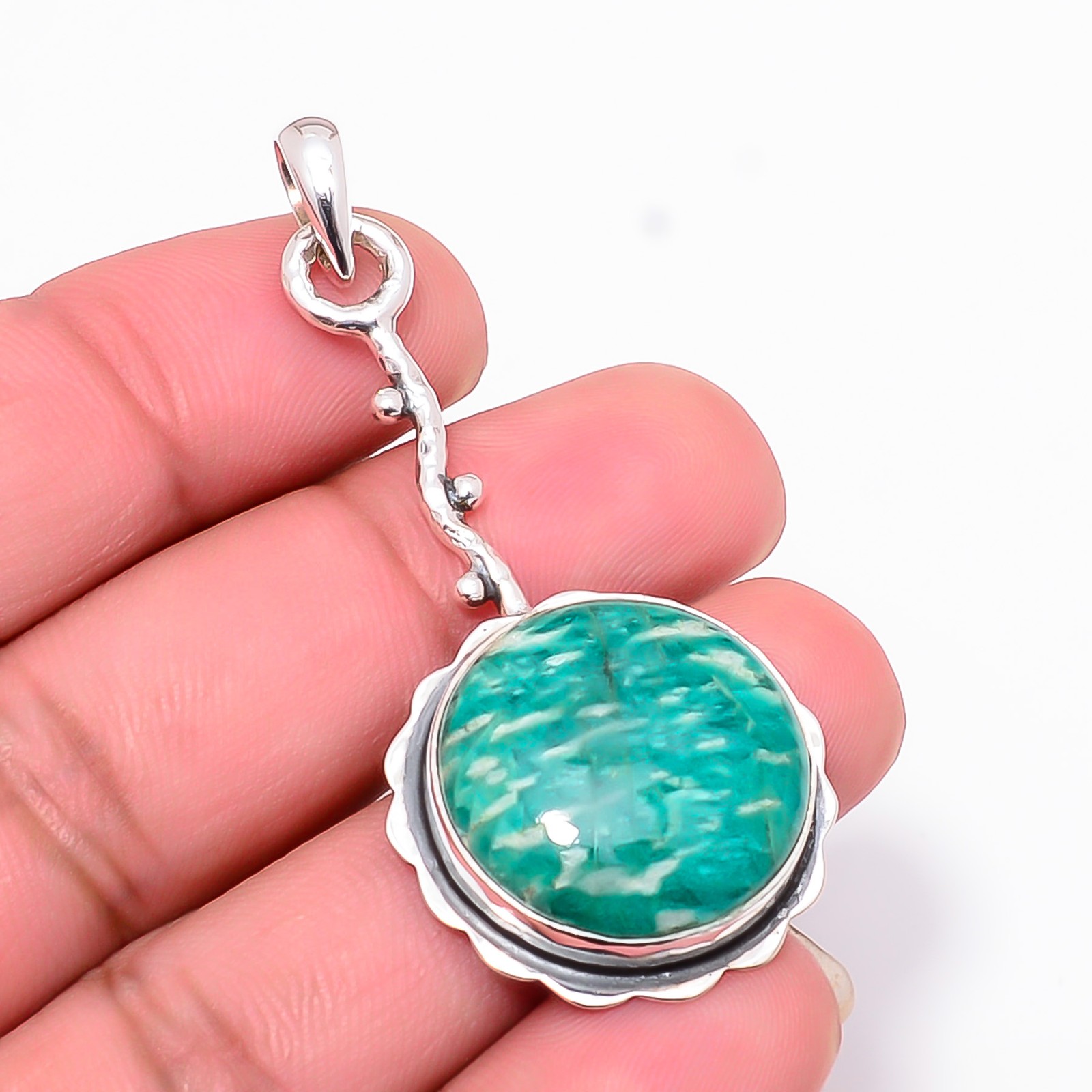 Amazonite – Colorado Mines Handmade 925 Sterling Silver Pendant 2.15″ P39
