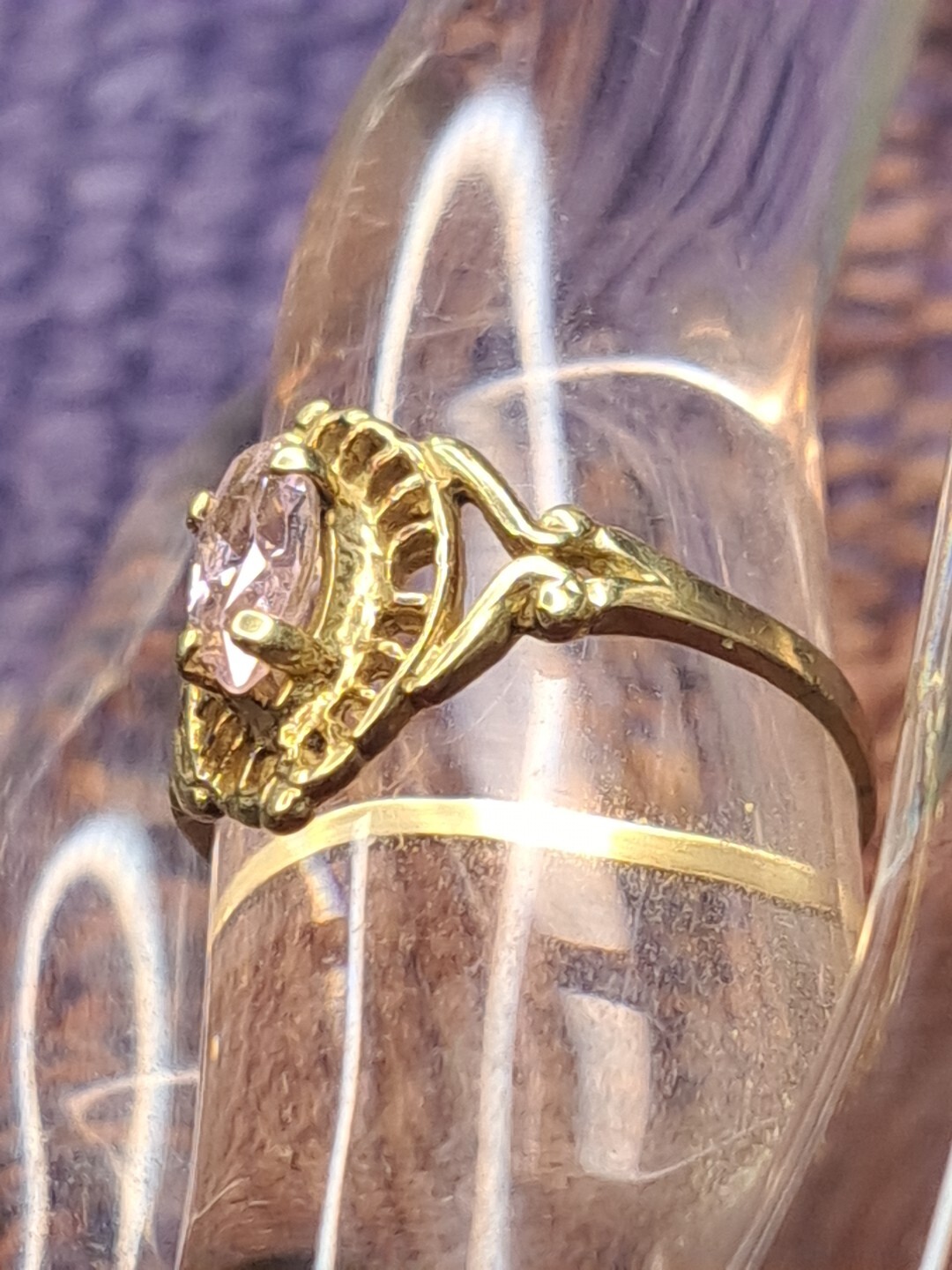 Ring 1 Carat Pink Gemstone Ring in 10K Solid Yellow Gold Size 6.5 11-14