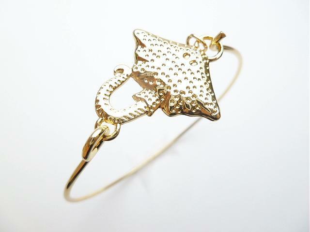 21MM YELLOW GOLD PLATED HAWAIIAN STINGRAY ALOHA/HAWAII HANG TAG BRACELET 6.5-7