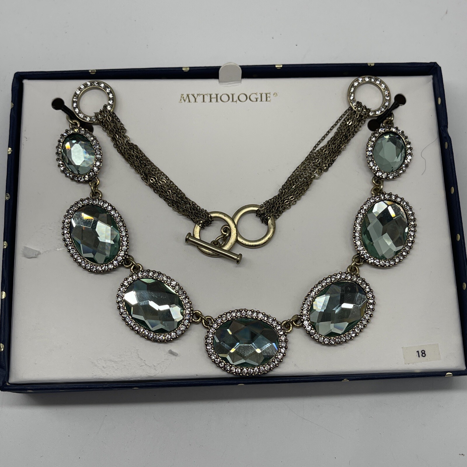 Mythologie Antique Gold Mint Green Statement Necklace New